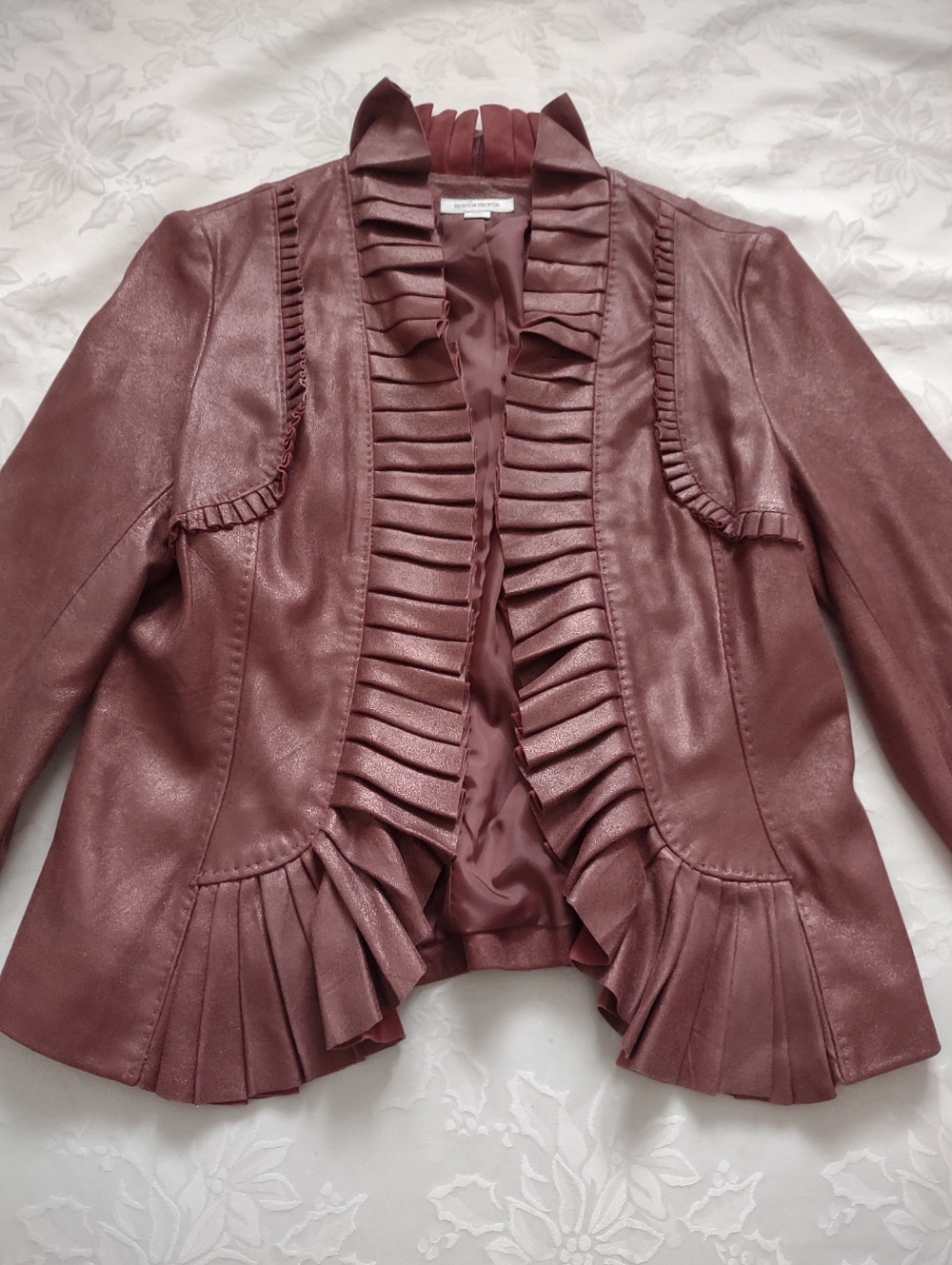 Boston Proper Suede Leather Pearlized Jacket
